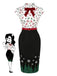 [Pré-vente] Robe crayon noire motif sapin de Noël renne flocon de neige années 1960