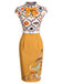 [Prévente] Robe crayon jaune à revers et nœuds chauve-souris des années 1960