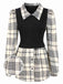 Chemise longueur hanches patchwork à carreaux beige et noir des années 1930