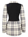 Chemise longueur hanches patchwork à carreaux beige et noir des années 1930