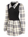 Chemise longueur hanches patchwork à carreaux beige et noir des années 1930