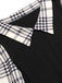 Chemise longueur hanches patchwork à carreaux beige et noir des années 1930