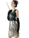 Robe à paillettes vert foncé à col en V des années 1920