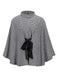 Manteau cape à lacets pied-de-poule noir des années 1950