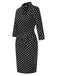 Robe noire à pois et col noué des années 1960