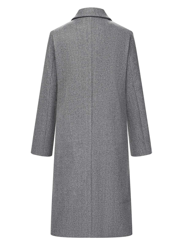 Manteau gris à revers au-dessus du genou des années 1960