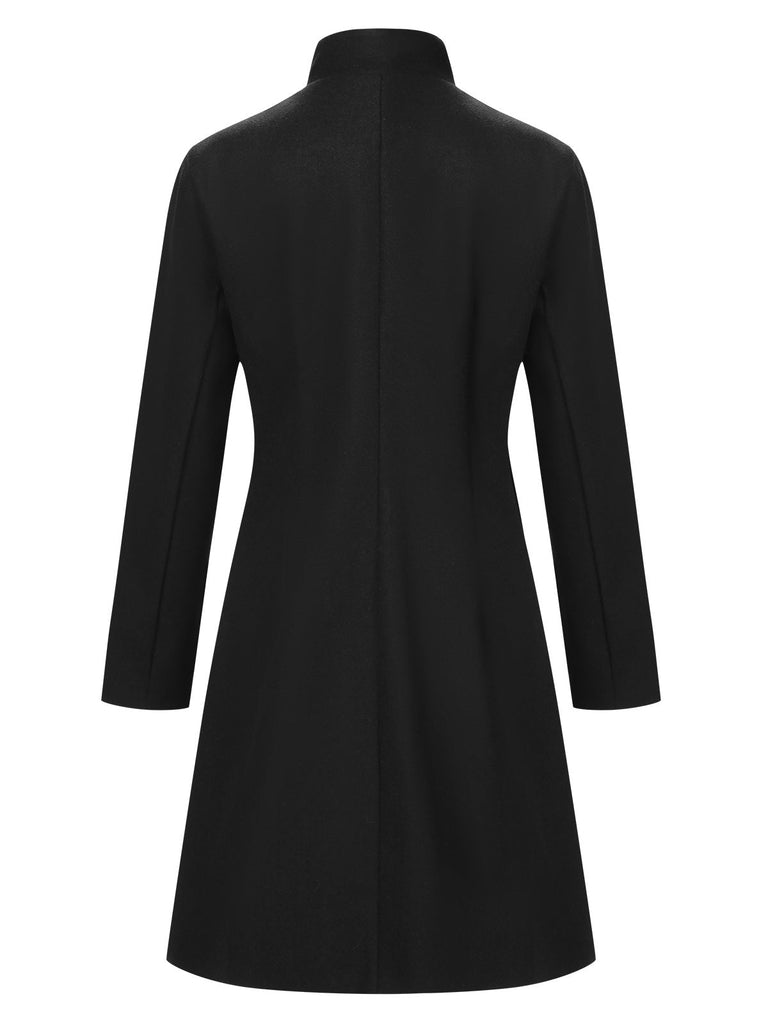 Manteau à revers et col montant uni des années 1960