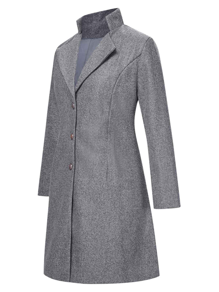 Manteau à revers et col montant uni des années 1960