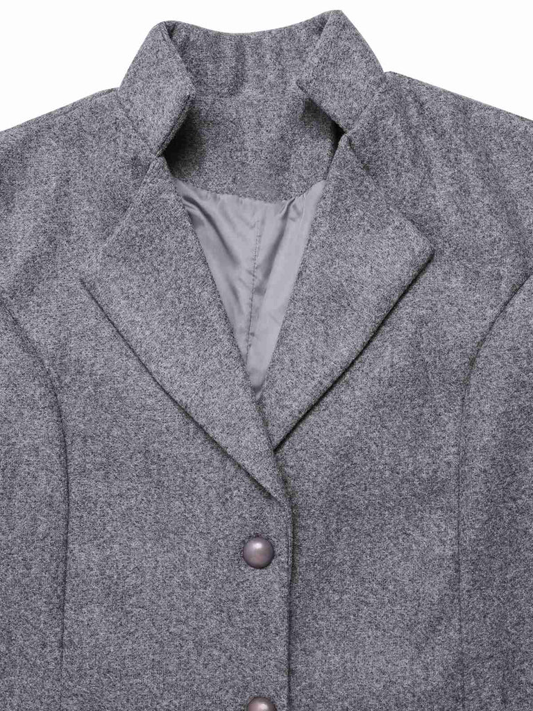 Manteau à revers et col montant uni des années 1960