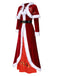 Robe cape à capuche en velours rouge de Noël des années 40