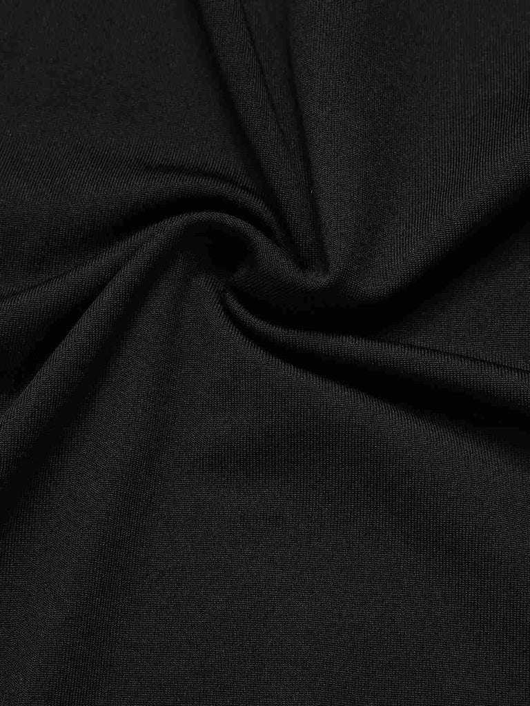 Robe sirène noire unie à lacets manches chauve-souris des années 1930