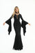 Robe sirène noire unie à lacets manches chauve-souris des années 1930
