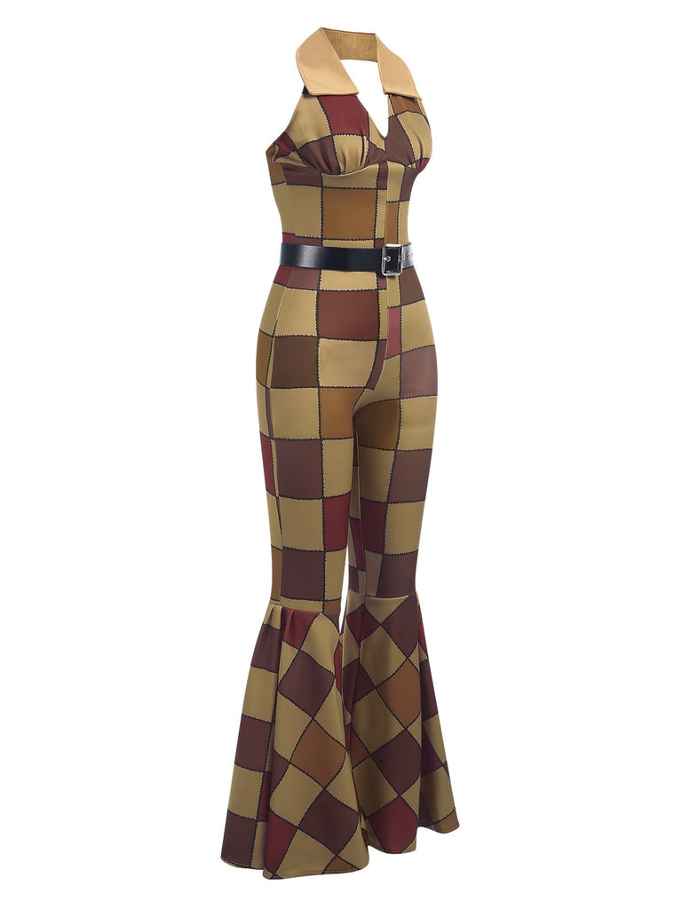 [Prévente] Combinaison dos nu rose motifs géométriques patchwork des années 1970