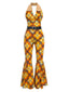[Prévente] Combinaison dos nu à motifs géométriques patchwork orange claire années 1970