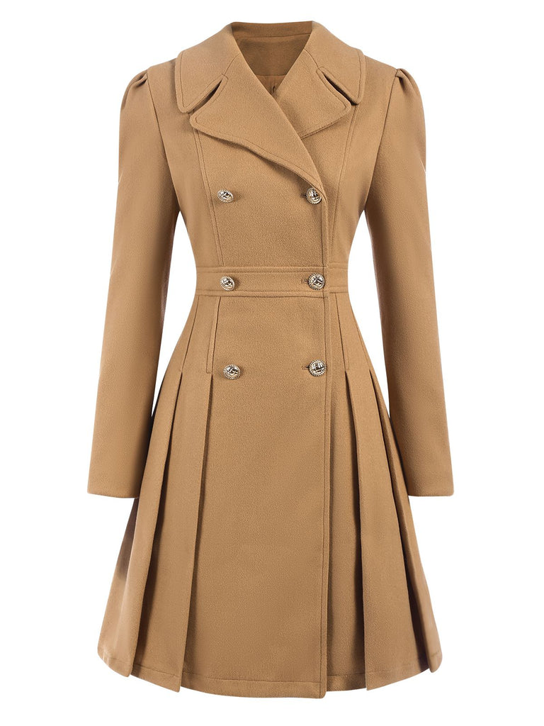 Manteau croisé à revers et poches des années 1940