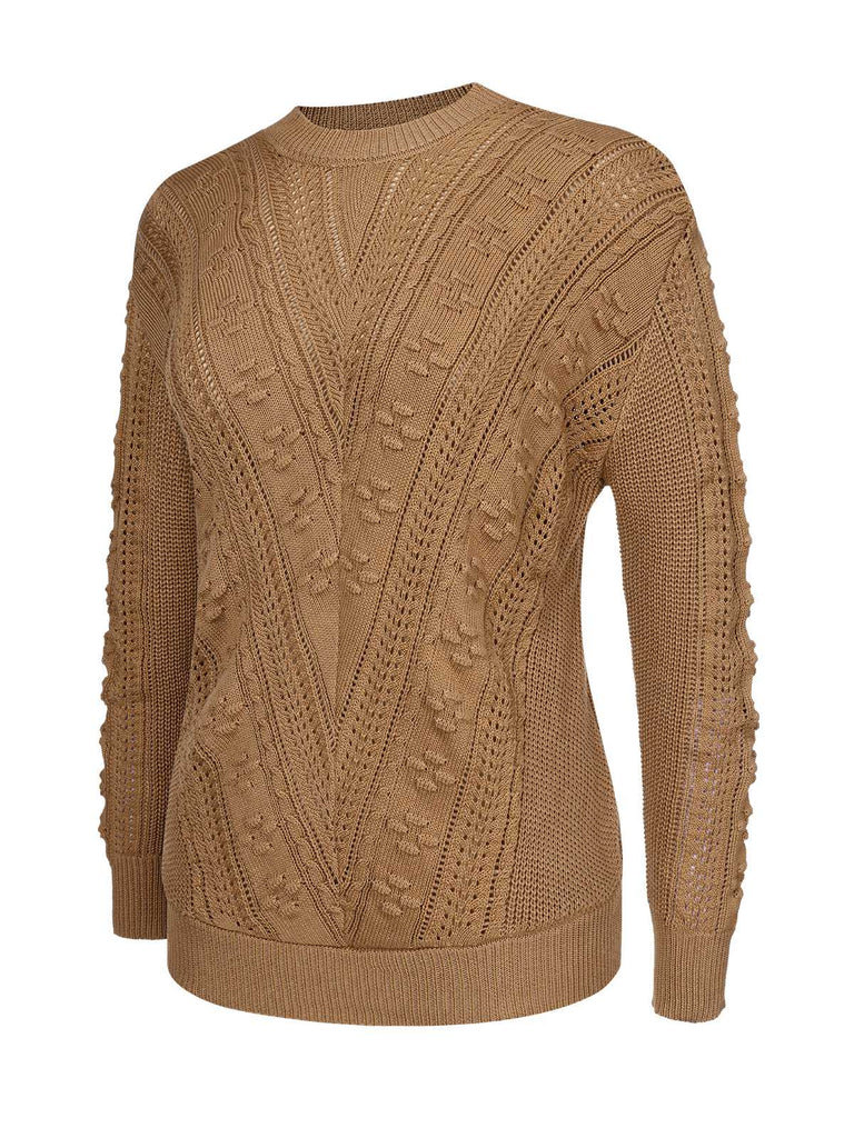 Pull ras du cou en tricot texturé des années 1960