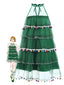 Robe verte à pompons pour sapin de Noël des années 60