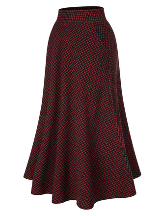 Jupe longue trapèze rouge vin des années 40