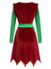 Robe rouge contrastée à ourlet ondulé de Noël des années 1960