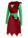 Robe rouge contrastée à ourlet ondulé de Noël des années 1960