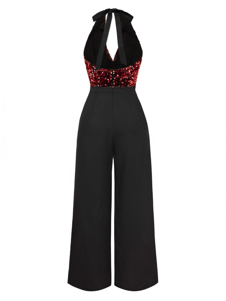 Combinaison à paillettes dorée à col bénitier des années 1930