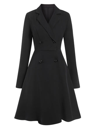 Manteau croisé à revers uni des années 1950