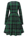 Robe verte à col ras du cou en tartan des années 40