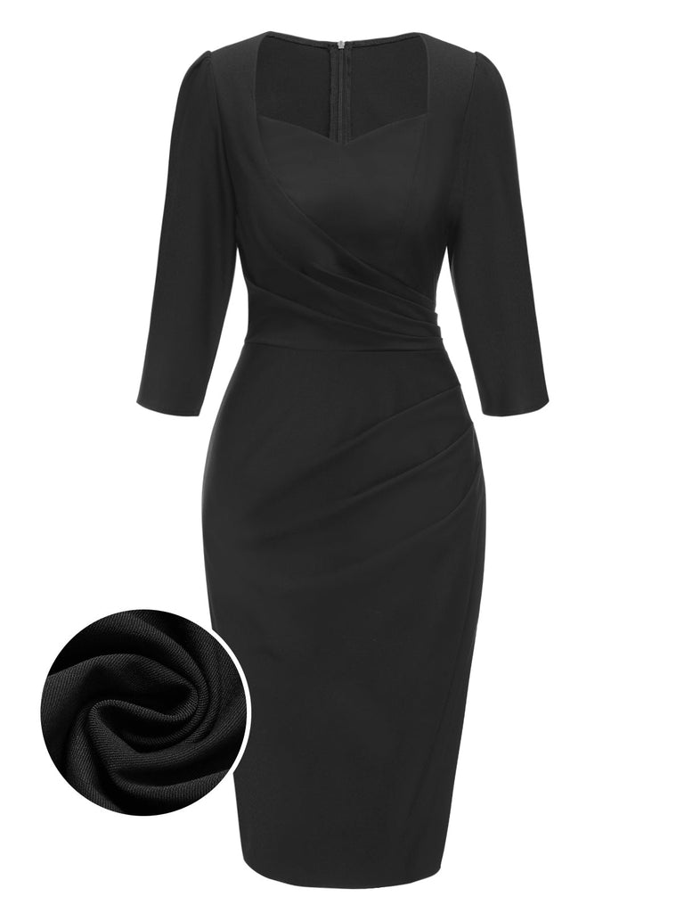 [Pré-vente] Robe crayon noire à décolleté en cœur des années 1960