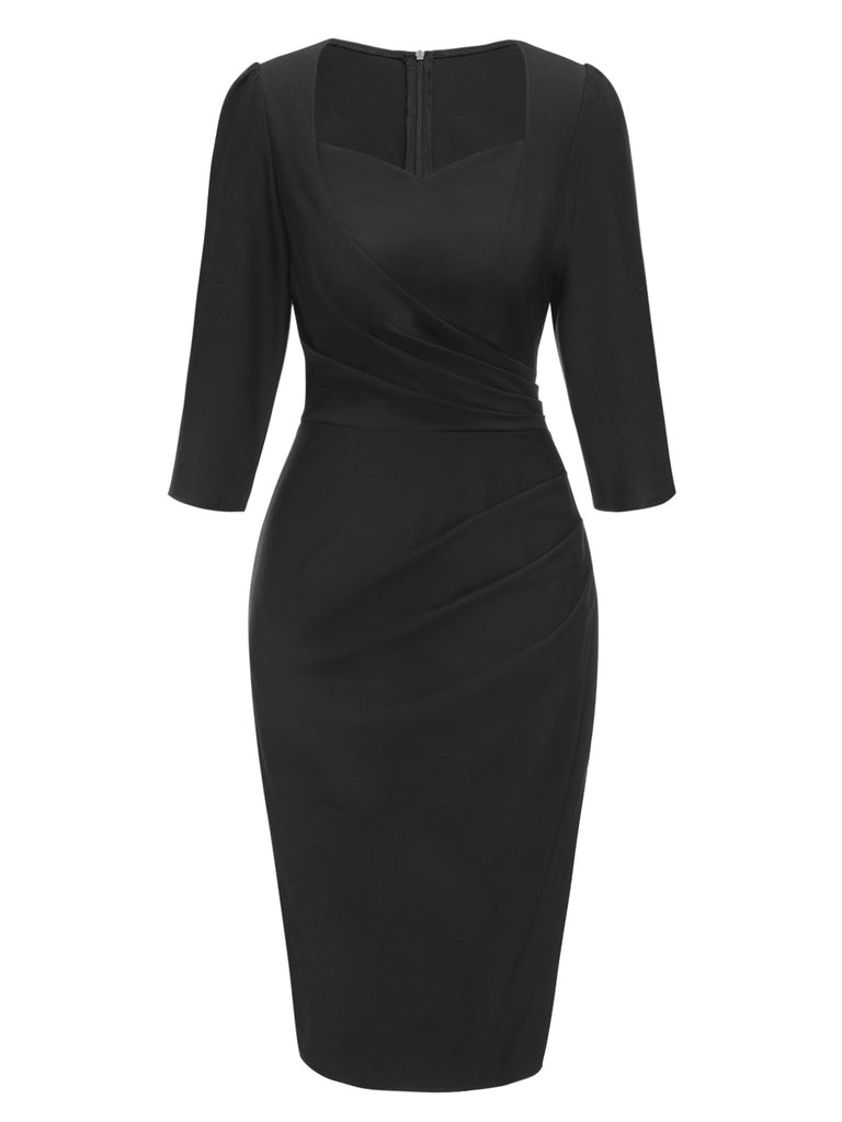 [Pré-vente] Robe crayon noire à décolleté en cœur des années 1960