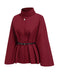 Manteau cape uni ceinturé rouge vin des années 1960