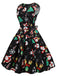 Robe noire de Noël des années 1950 avec motif de bonbons du Père Noël