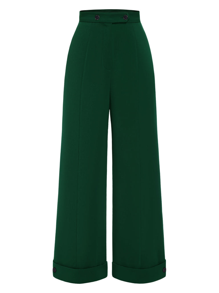 [Pré-vente] Pantalon large taille haute vert des années 1950