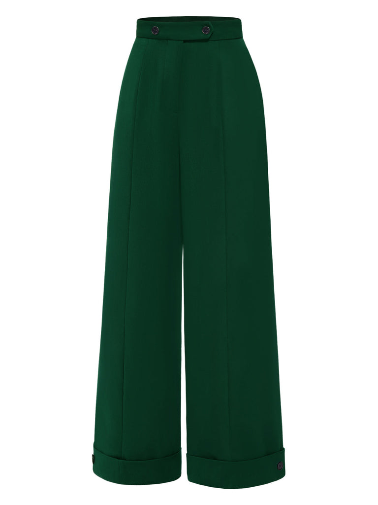 [Pré-vente] Pantalon large taille haute vert des années 1950