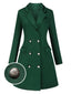 Manteau croisé uni vert des années 1940