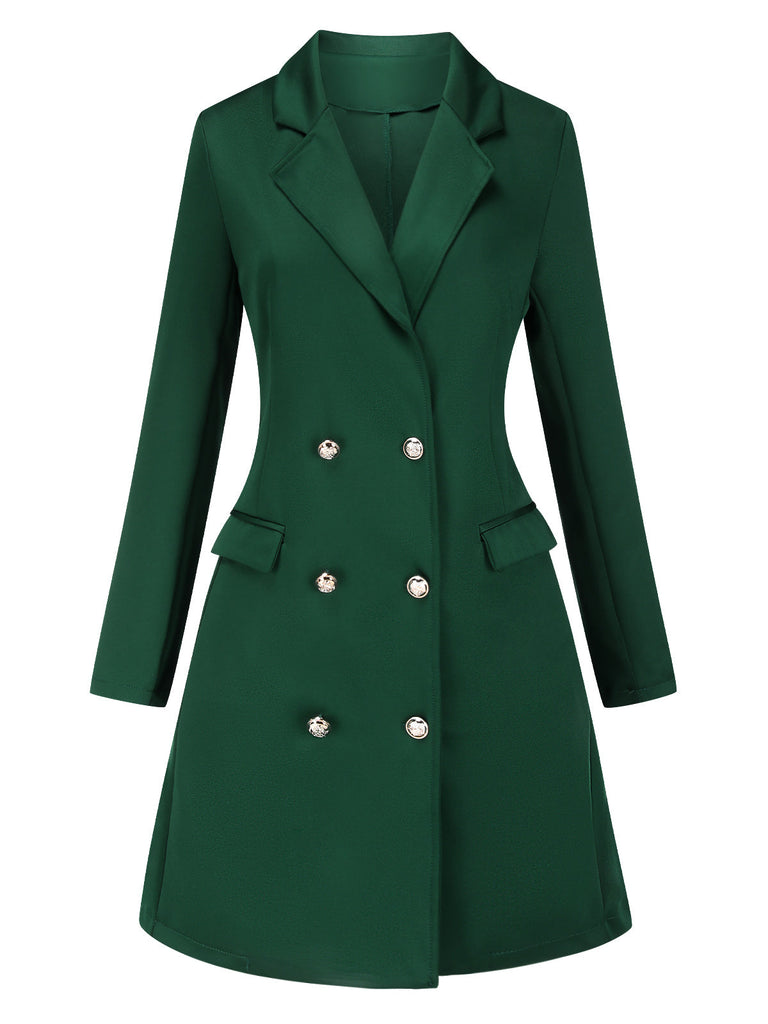 Manteau croisé uni vert des années 1940