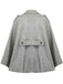 Manteau cape ceinturé à col cranté gris uni des années 1950