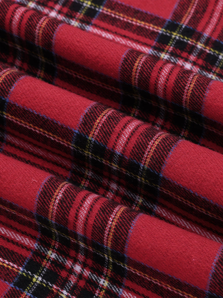 Robe à bretelles à carreaux tartan rouge des années 1960