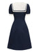 [Pré-vente] Robe à col marin en patchwork de pois bleus des années 1960