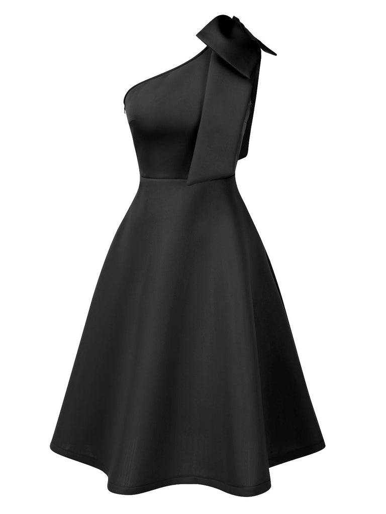 Robe asymétrique à gros nœud des années 1950