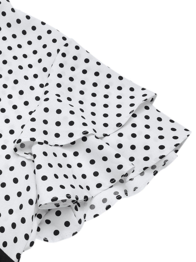 [Prévente] Robe sirène rose pêche à pois et col noué des années 1930