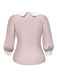 [Pré-vente] [Grande taille] Chemisier col claudine couleurs patchwork rose des années 40