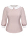 [Pré-vente] [Grande taille] Chemisier col claudine couleurs patchwork rose des années 40