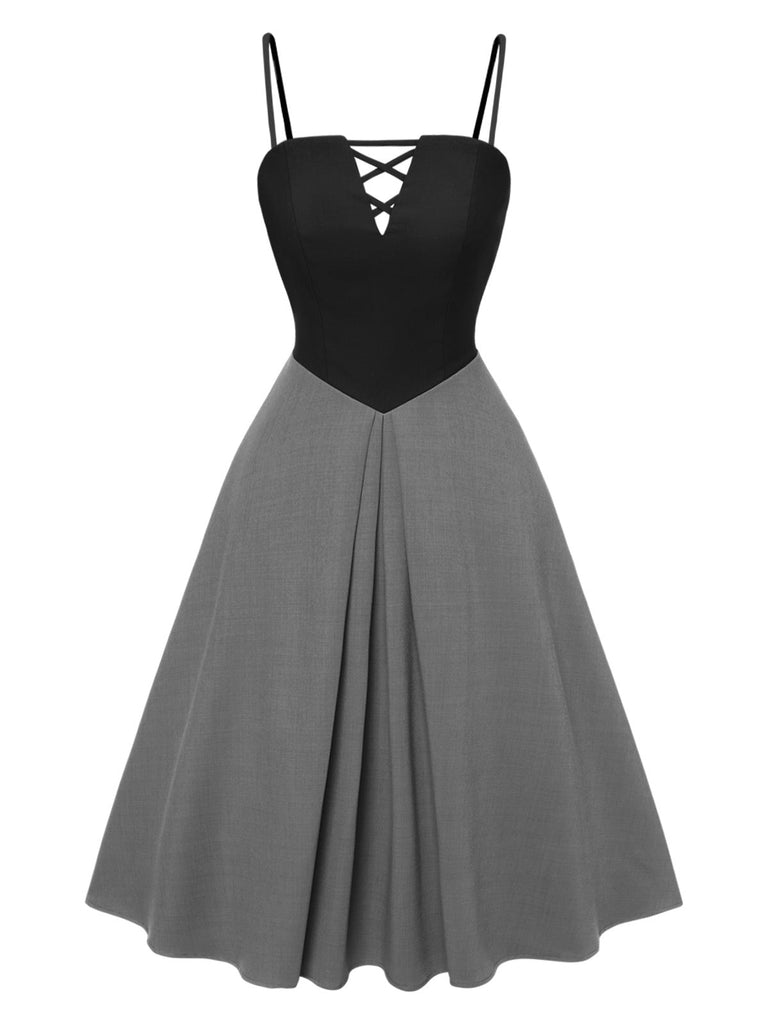 [Pré-vente] Robe à bretelles plissée à carreaux rouges des années 40