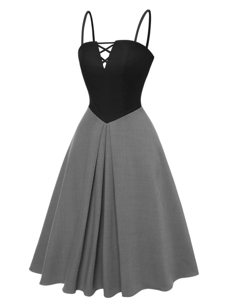 [Pré-vente] Robe à bretelles plissée à carreaux rouges des années 40