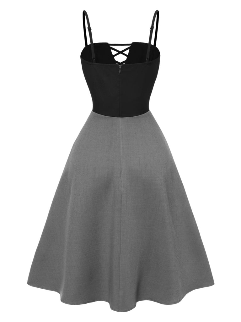 [Pré-vente] Robe à bretelles plissée à carreaux rouges des années 40