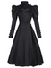 Robe de sorcière motif fleurie noire WICKED des années 40