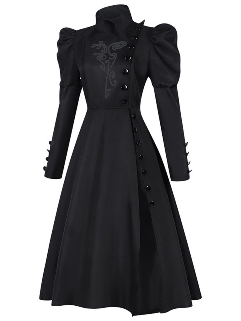 Robe de sorcière motif fleurie noire WICKED des années 40