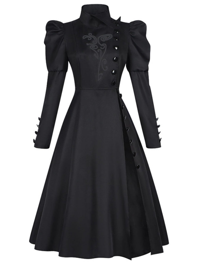 Robe de sorcière motif fleurie noire WICKED des années 40