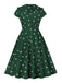 Robe verte à pois et col claudine des années 1950