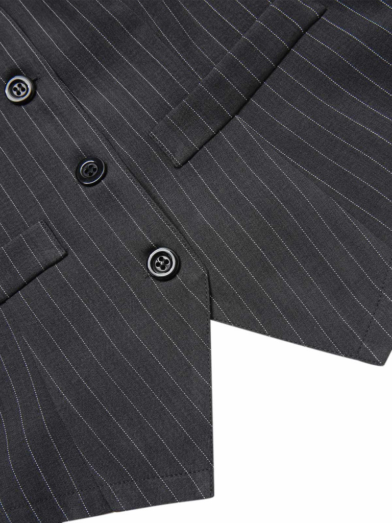 2PCS Gilet à rayures fines vin rouge et jupe plissée des années 60